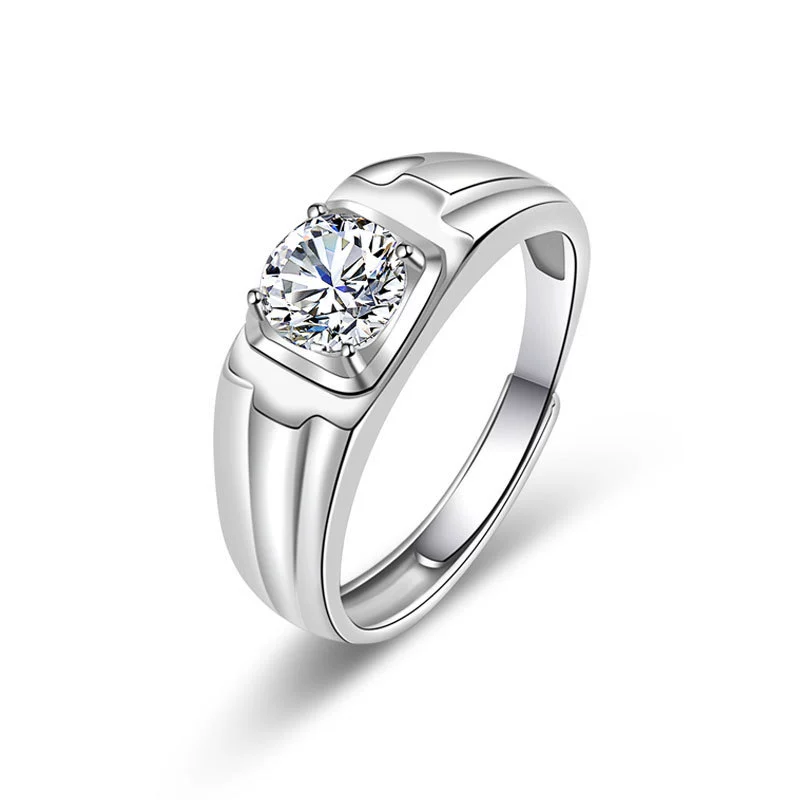 Wholesale Couple Ring Imitation Moissanite Copper Geometric Electroplating - Image 7