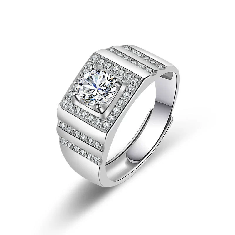 Wholesale Couple Ring Imitation Moissanite Copper Geometric Electroplating - Image 8