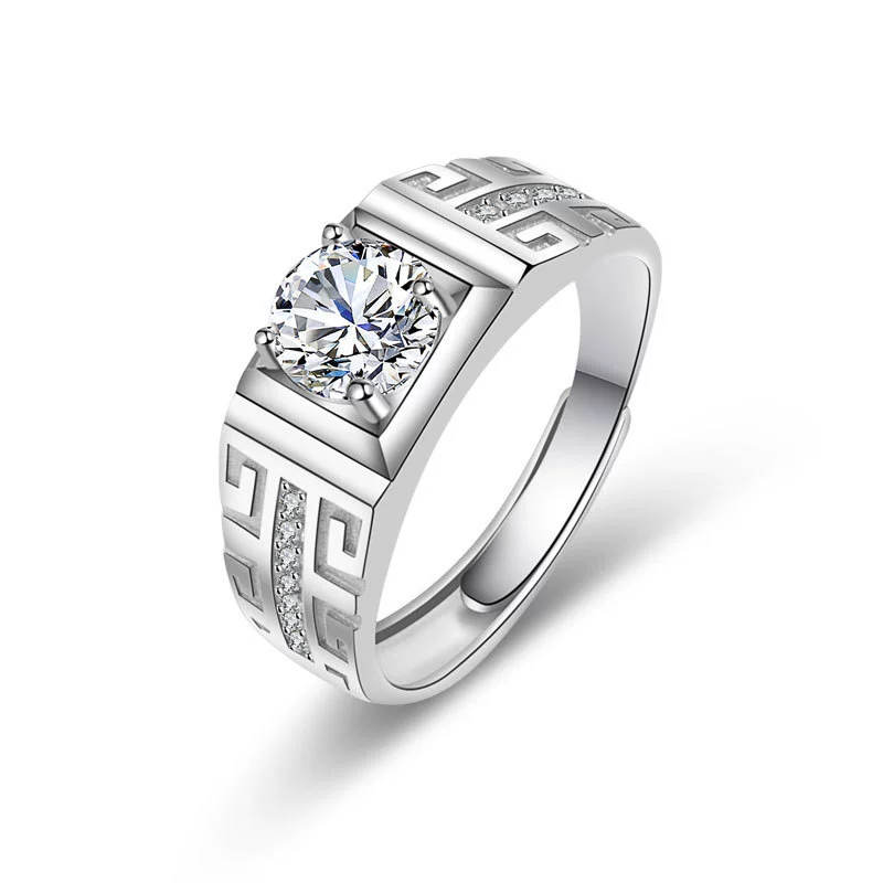 Wholesale Couple Ring Imitation Moissanite Copper Geometric Electroplating - Image 9