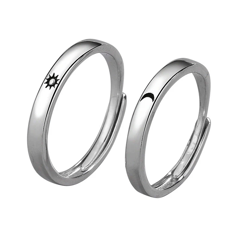 Wholesale Couple Ring S925 Sterling Silver Electroplated Sun Moon And Stars Design - Image 5