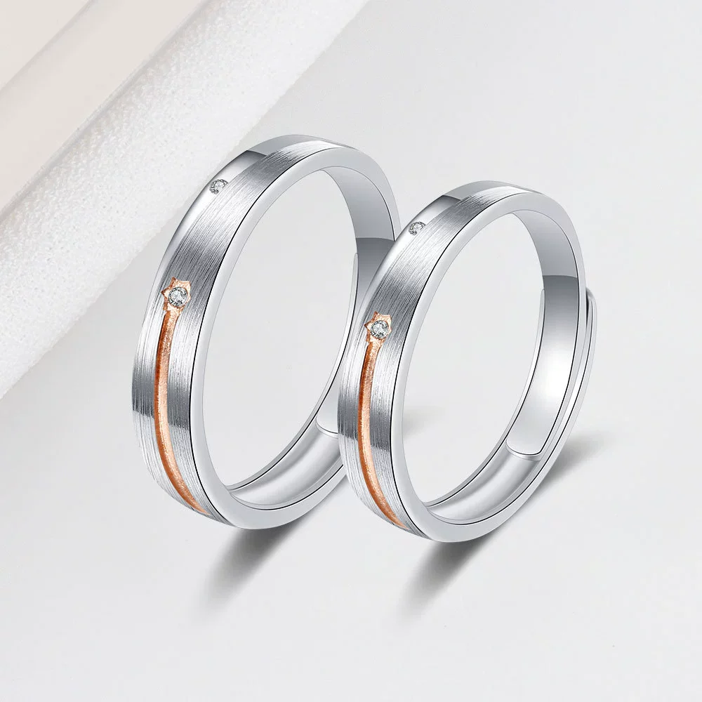 Wholesale Couple Ring S925 Sterling Silver Geometric Electroplated