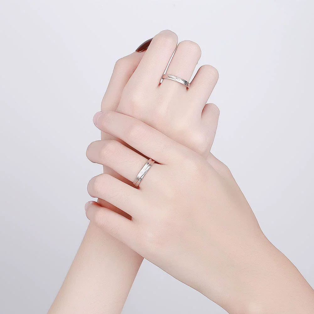 Wholesale Couple Ring S925 Sterling Silver Geometric Electroplated - Image 2