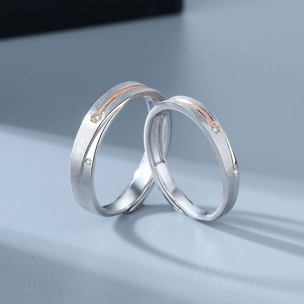 Wholesale Couple Ring S925 Sterling Silver Geometric Electroplated - Image 3