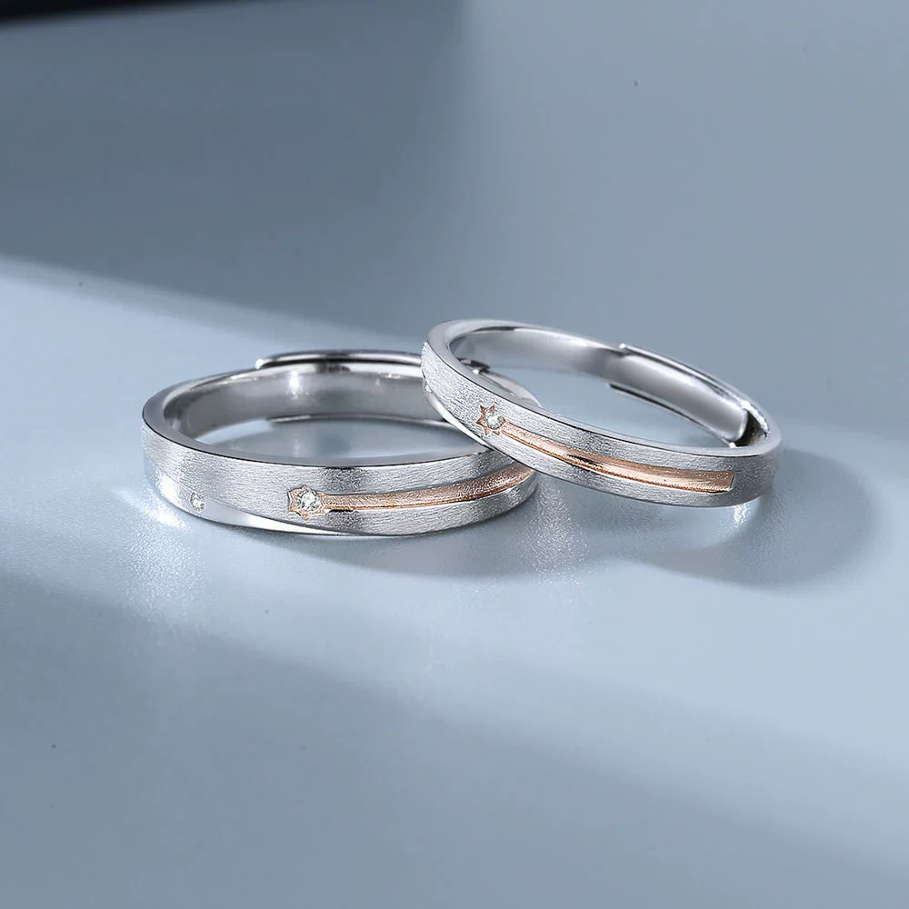 Wholesale Couple Ring S925 Sterling Silver Geometric Electroplated - Image 4