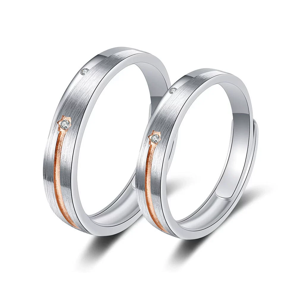 Wholesale Couple Ring S925 Sterling Silver Geometric Electroplated - Image 5