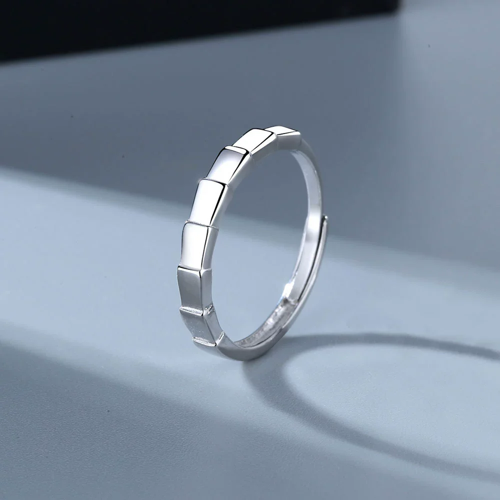 Wholesale Couple Ring S925 Sterling Silver Geometric Open Mouth Design Electroplated - Image 6