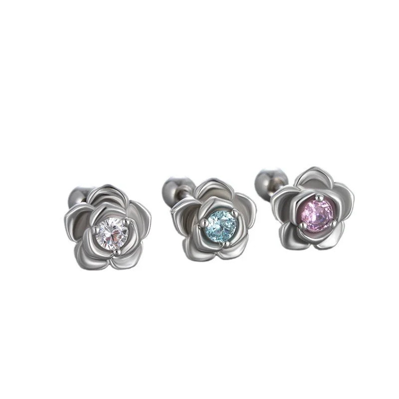 Wholesale Couple Style Titanium Steel Screw Ear Nails With Eight Hearts Eight Arrows And Animals Zodiac Pattern Zircon - Image 5
