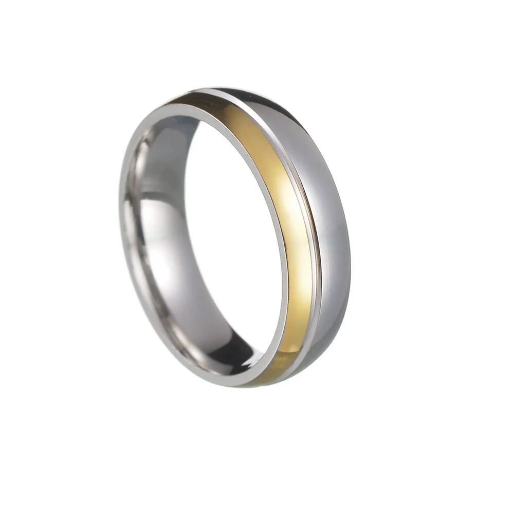 Wholesale Couple Titanium Steel Geometric Diamond Two Color Rings - Image 4