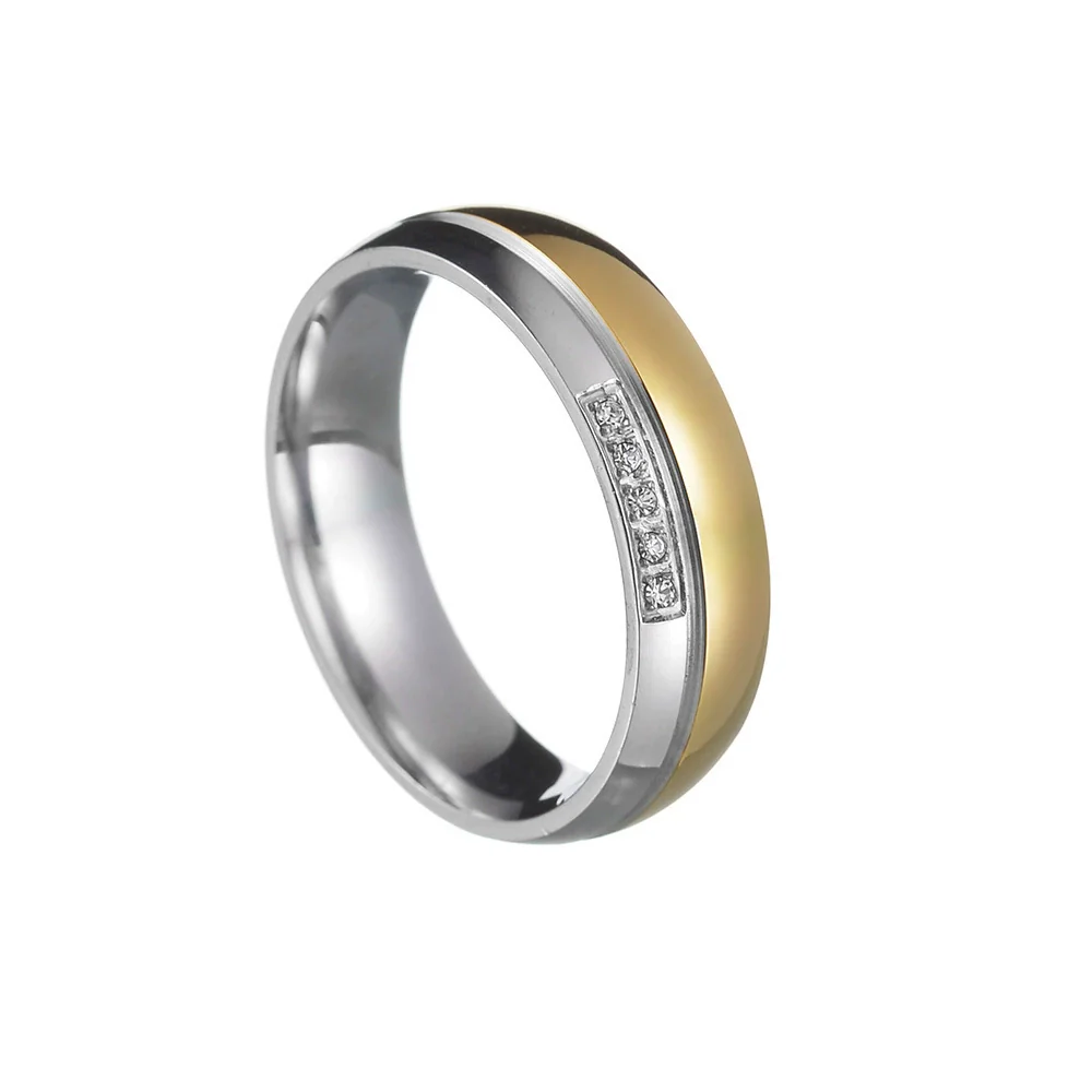 Wholesale Couple Titanium Steel Geometric Diamond Two Color Rings - Image 5