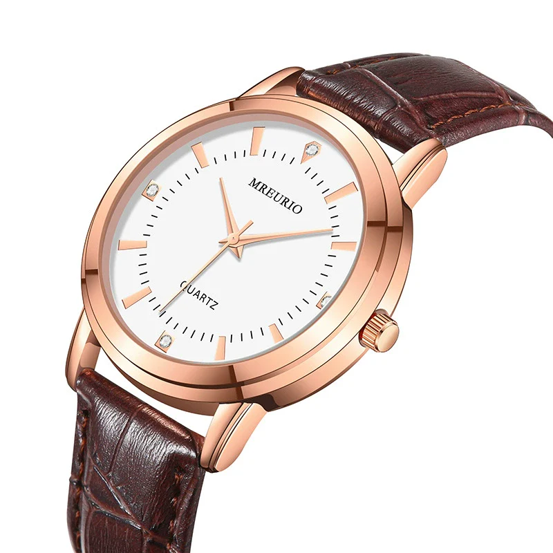 Wholesale Couple Watches With Metal Case Imitation Leather Strap And Stainless Steel Pin Buckle Round Dial - Image 2