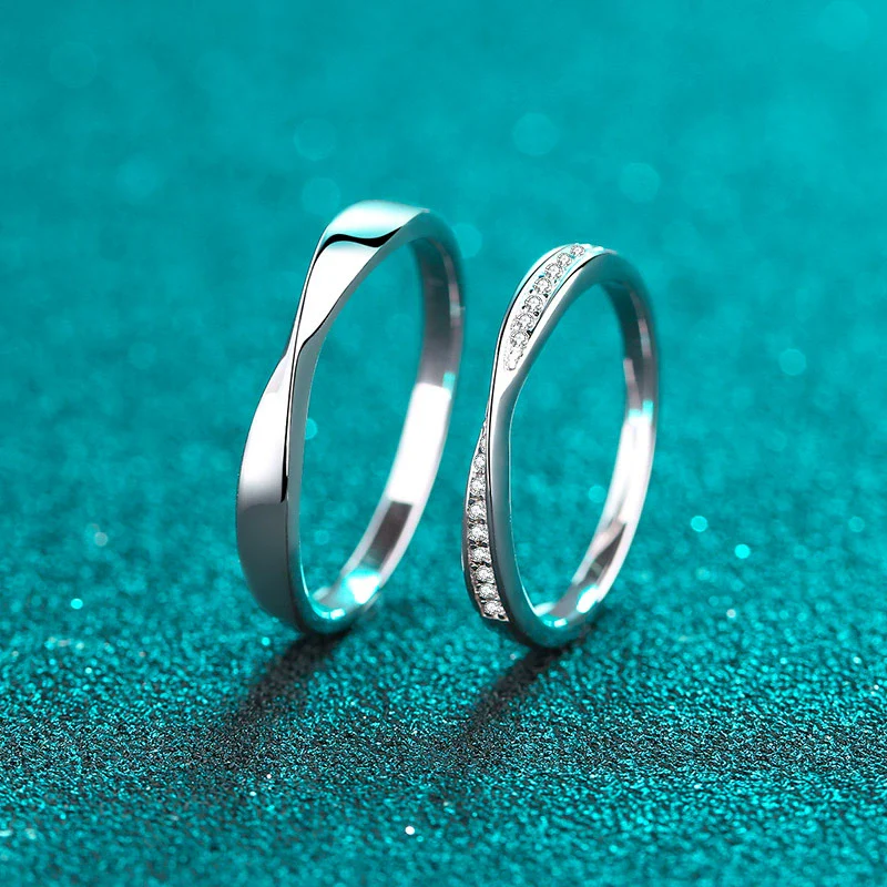 Wholesale Couple's Unisex Ring 925 Sterling Silver Moissanite Rhombus Electroplated - Image 2
