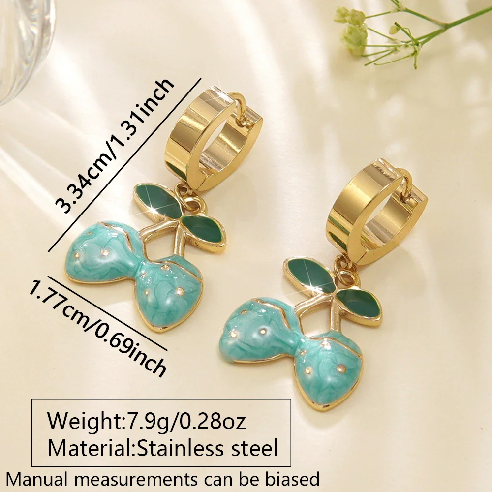 Wholesale Creamy Sweet Style Fruit Pattern Electroplated Stainless Steel Earrings For Women - Image 4