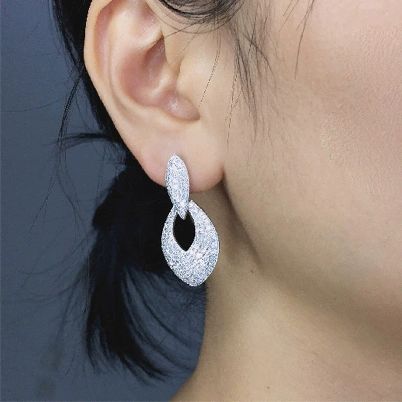 Wholesale Cut Out Drop Earrings Copper Zircon Luxury Sparkling - Image 4