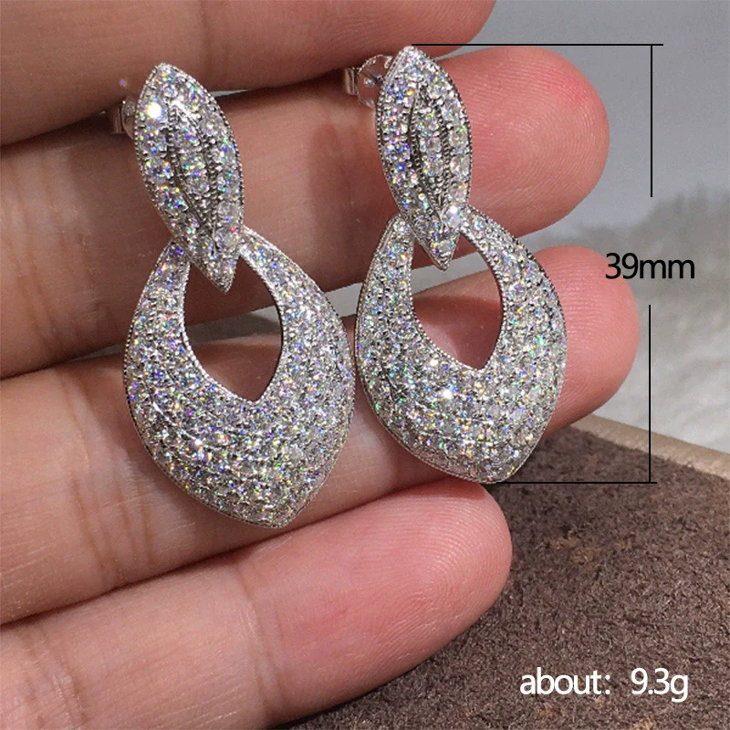 Wholesale Cut Out Drop Earrings Copper Zircon Luxury Sparkling - Image 5