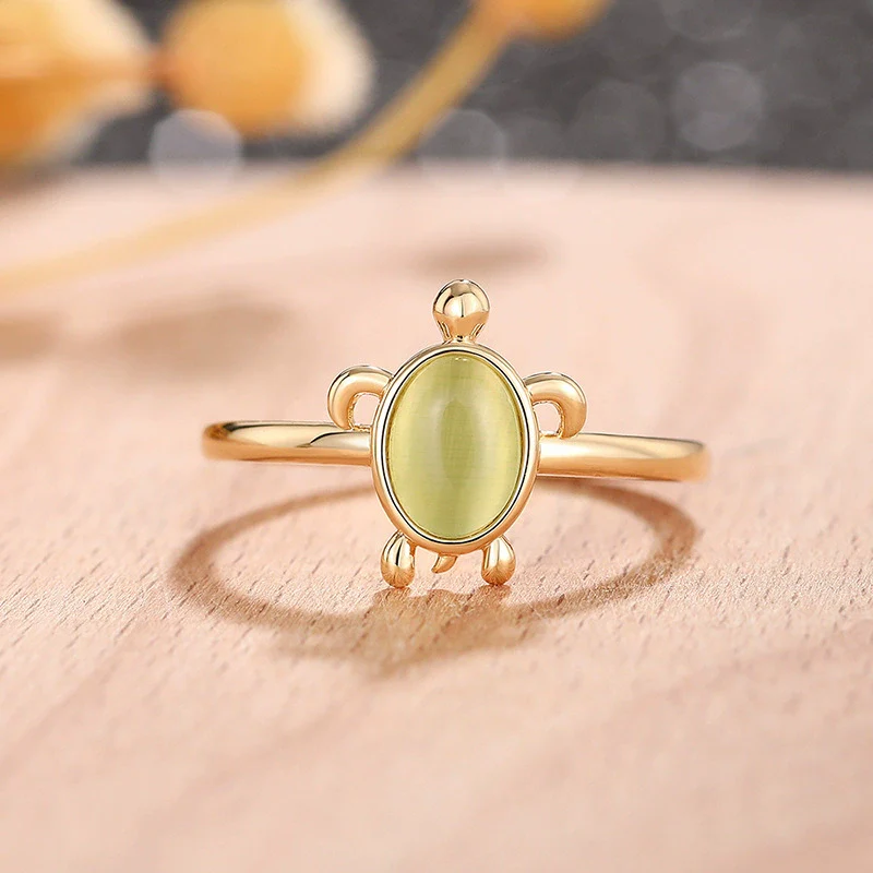 Wholesale Cute Animal Zodiac Turtle Copper Electroplated Ring For Women - Image 3