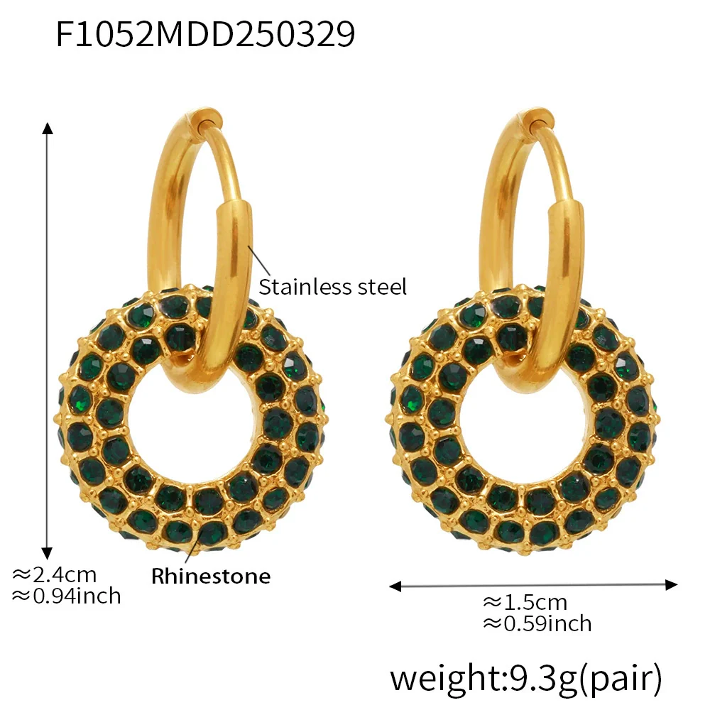 Wholesale Detachable Combination Earrings With Pendant Ferris Wheel Diamond Ring Geometric Stainless Steel Zircon Electroplating Unisex - Image 5