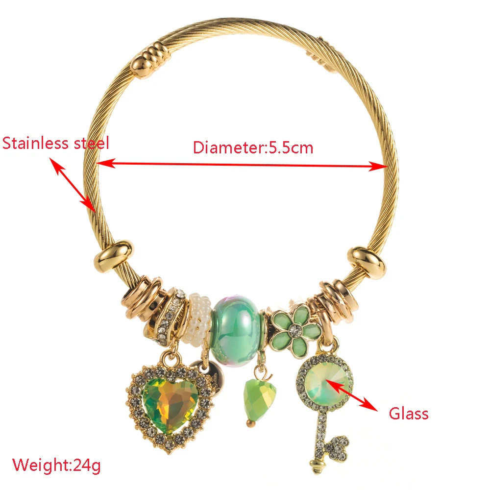 Wholesale Diamondencrusted Heart Pattern Alloy Love Key Bracelet Fashion Adjustable Unisex Bracelet - Image 2