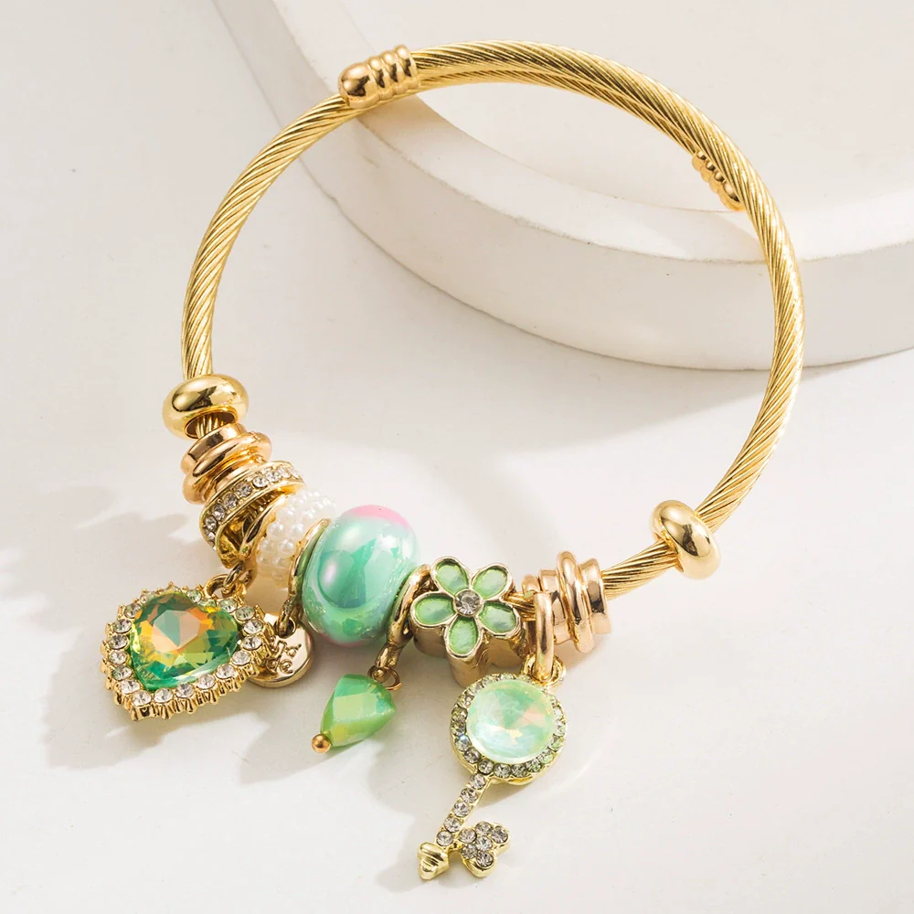 Wholesale Diamondencrusted Heart Pattern Alloy Love Key Bracelet Fashion Adjustable Unisex Bracelet - Image 8
