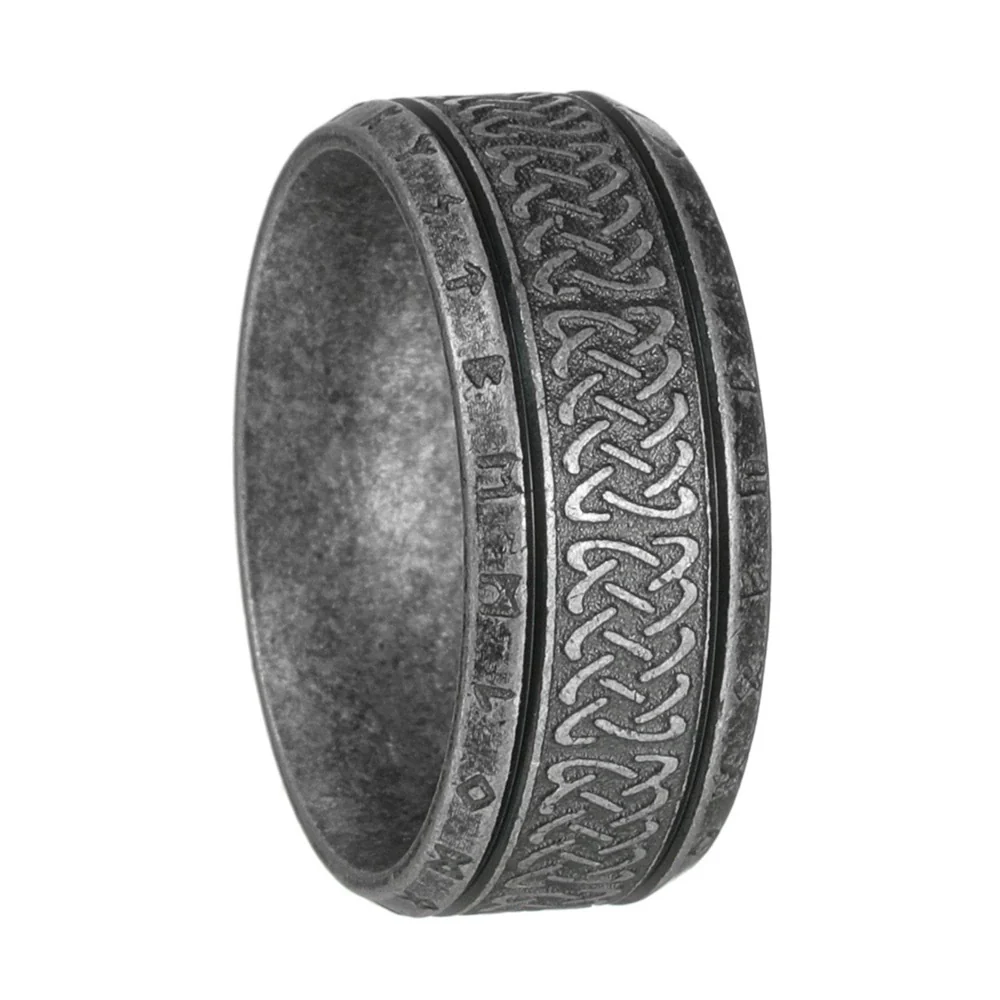 Wholesale Distressed Geometric Titanium Steel Ring With Viking Rune For Men And Women - Image 9