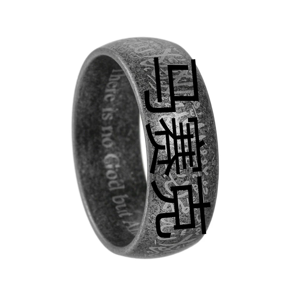 Wholesale Distressed Geometric Titanium Steel Unisex Ring - Image 6