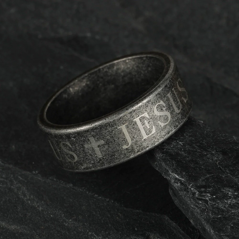 Wholesale Distressed Titanium Steel Ring With Letters Numbers Text For Unisex - Image 3