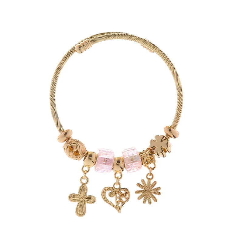 Wholesale Diy Adjustable Unisex Alloy Bracelet With Geometric Pattern And Diamond Design - Image 5