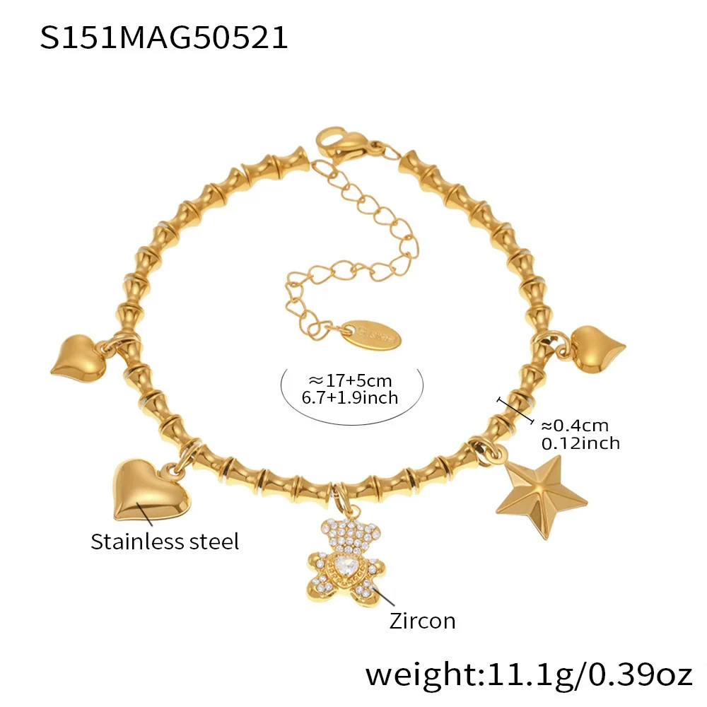 Wholesale Diy Ferris Wheel Zircon Oil Drop Geometric Stainless Steel Electroplated Bracelet And Anklet Set For Women - Image 19