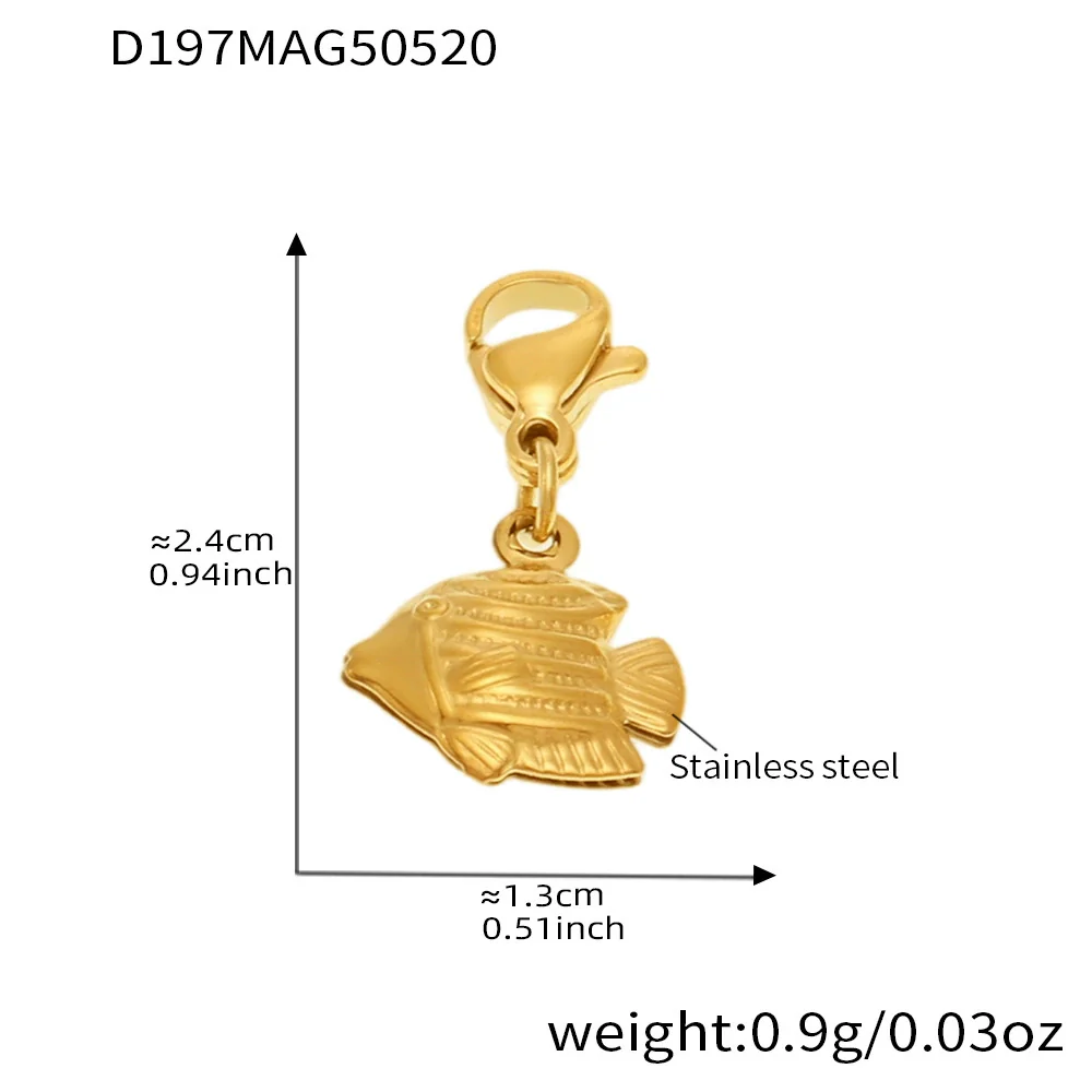 Wholesale Diy Ocean Style Stainless Steel Geometric Ferris Wheel Seahorse Starfish Fish Tail Shell Flying Fish Pendant Bracelet For Women Electroplated - Image 10