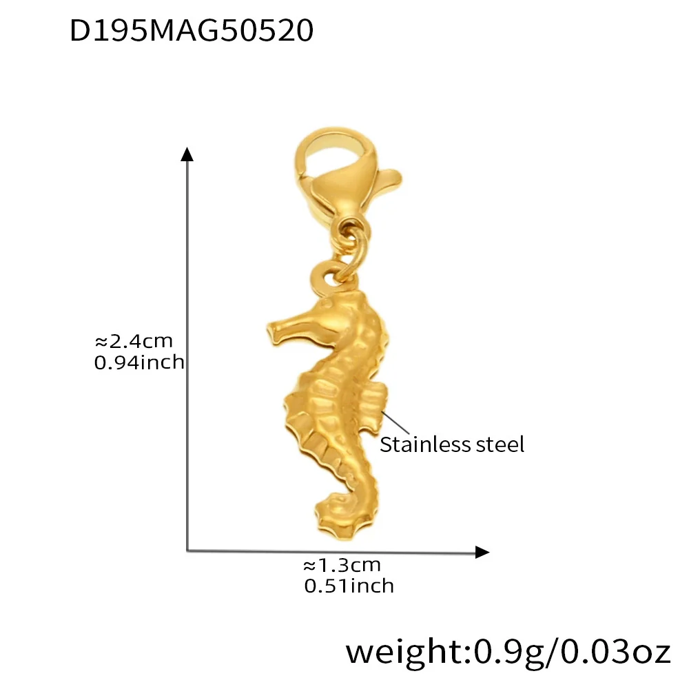 Wholesale Diy Ocean Style Stainless Steel Geometric Ferris Wheel Seahorse Starfish Fish Tail Shell Flying Fish Pendant Bracelet For Women Electroplated - Image 8