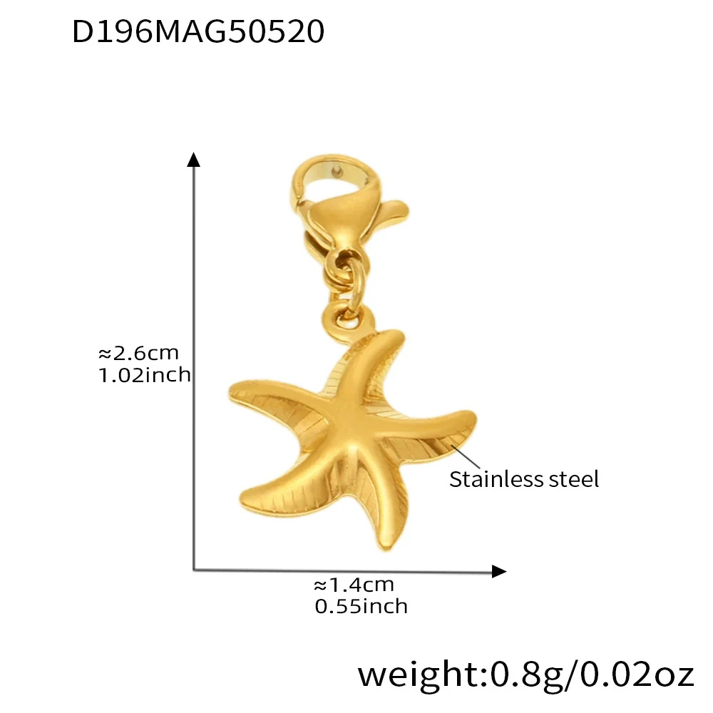 Wholesale Diy Ocean Style Stainless Steel Geometric Ferris Wheel Seahorse Starfish Fish Tail Shell Flying Fish Pendant Bracelet For Women Electroplated - Image 9