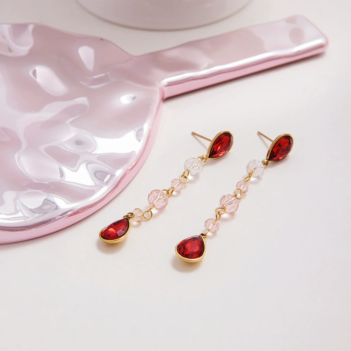 Wholesale Dropshaped Geometric Minimalist Stainless Steel Tassel Earrings For Women - Image 4