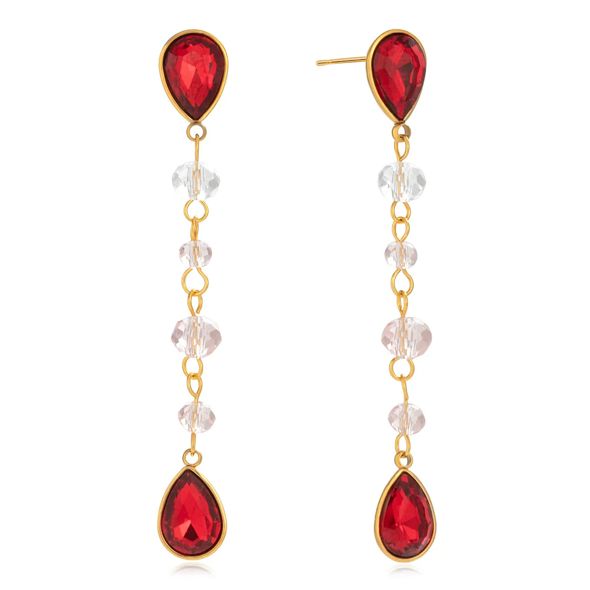 Wholesale Dropshaped Geometric Minimalist Stainless Steel Tassel Earrings For Women - Image 5