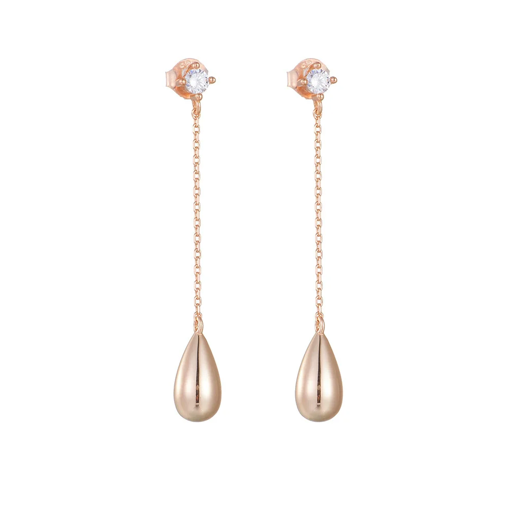 Wholesale Dropshaped Tassel Sterling Silver Earrings For Women In Simple Cold Style - Image 5