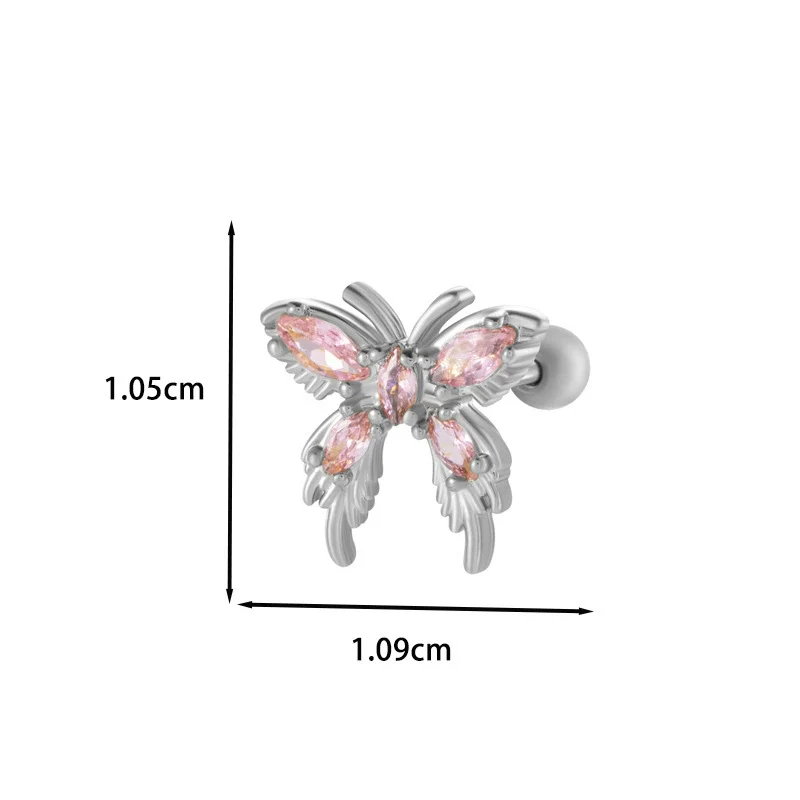 Wholesale Ear Bone Nail Copper Inlaid Zircon Stainless Steel Princess Style Heart Pattern Electroplated For Women - Image 7