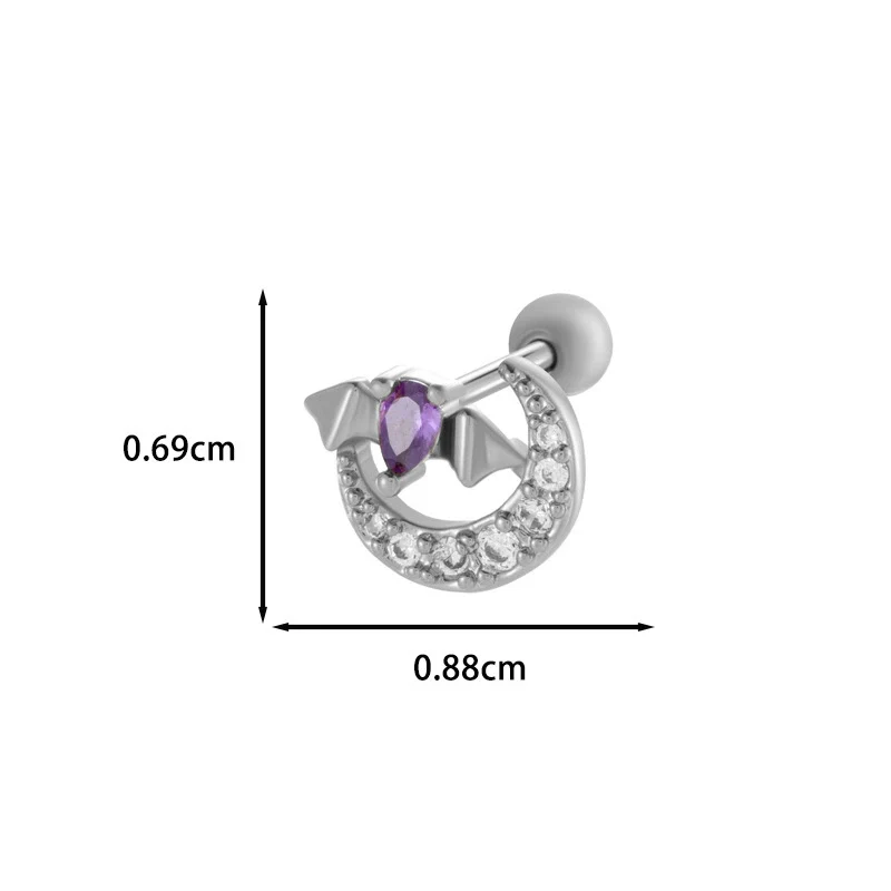 Wholesale Ear Bone Nail Copper Inlaid Zircon Stainless Steel Princess Style Heart Pattern Electroplated For Women - Image 8