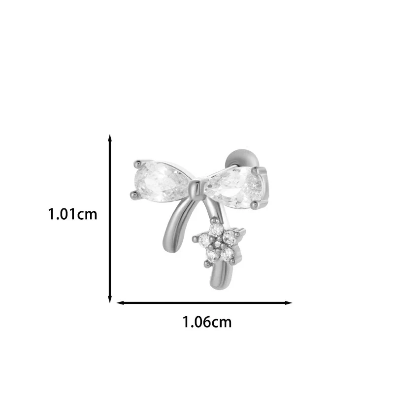 Wholesale Ear Bone Nail Stainless Steel Copper Inlaid Zircon Girlish Butterfly Bow Heart Pattern Electroplated - Image 21