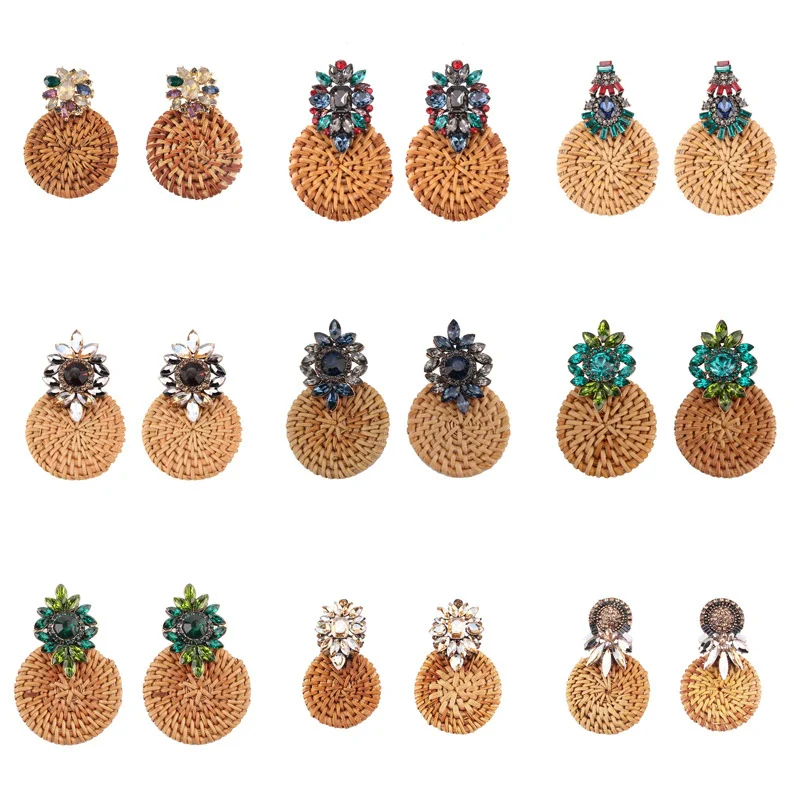 Wholesale Ear Jewelry Bamboo Woven Geometric Diamond Design