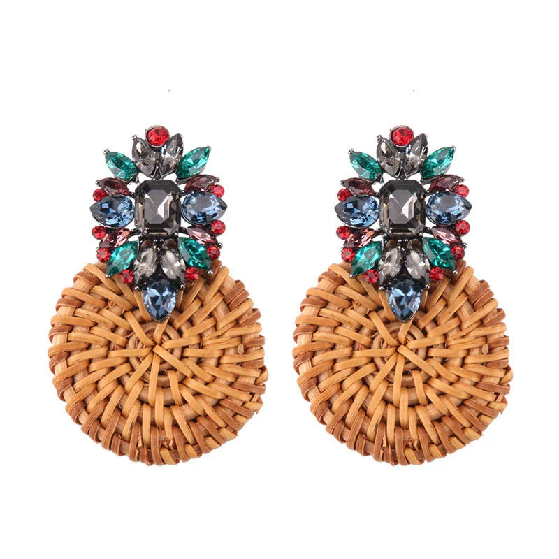 Wholesale Ear Jewelry Bamboo Woven Geometric Diamond Design - Image 3