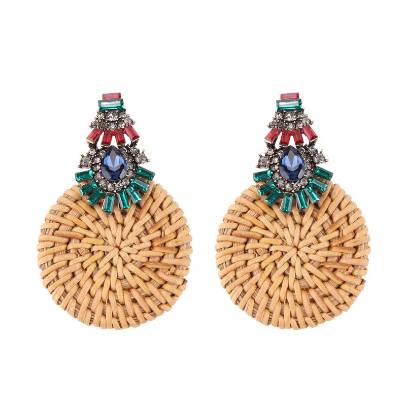 Wholesale Ear Jewelry Bamboo Woven Geometric Diamond Design - Image 4