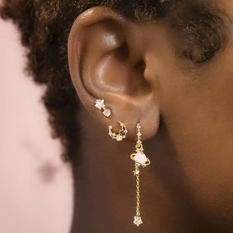 Wholesale Earrings Brass 18K Zircon Star Pattern Set