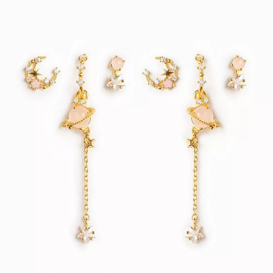 Wholesale Earrings Brass 18K Zircon Star Pattern Set - Image 2