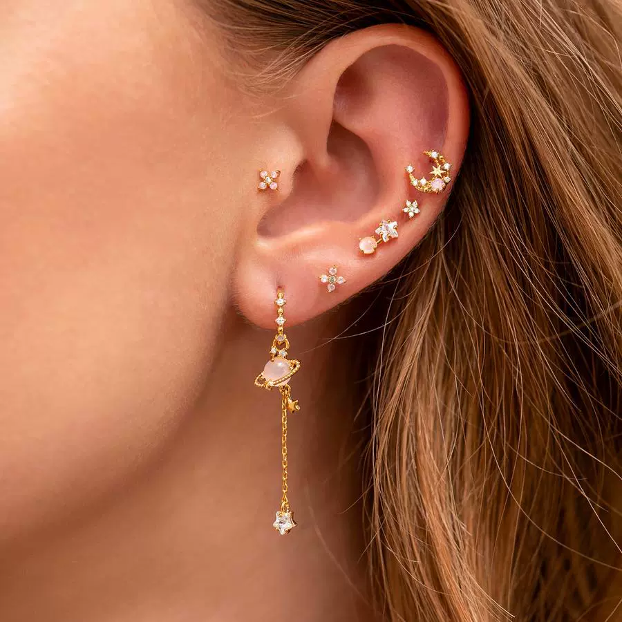 Wholesale Earrings Brass 18K Zircon Star Pattern Set - Image 3