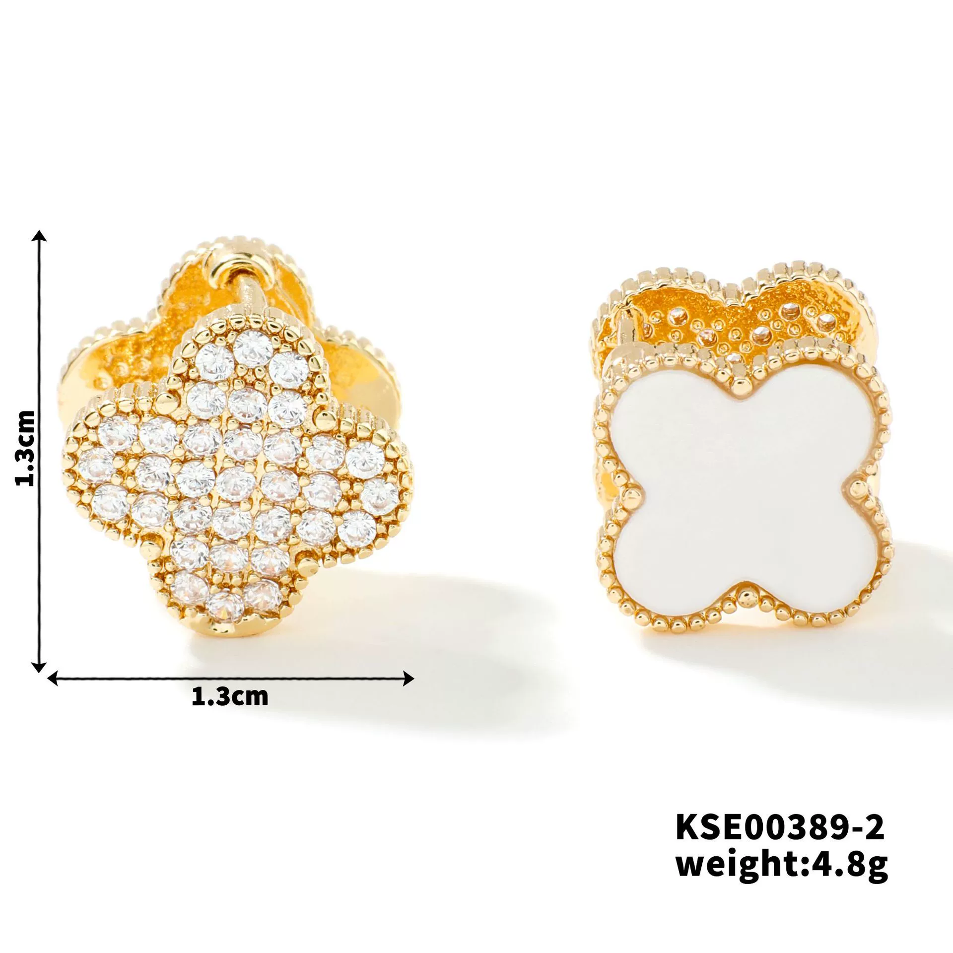 Wholesale Earrings Copper Acrylic Four Leaf Clover Style Electroplated - Image 7