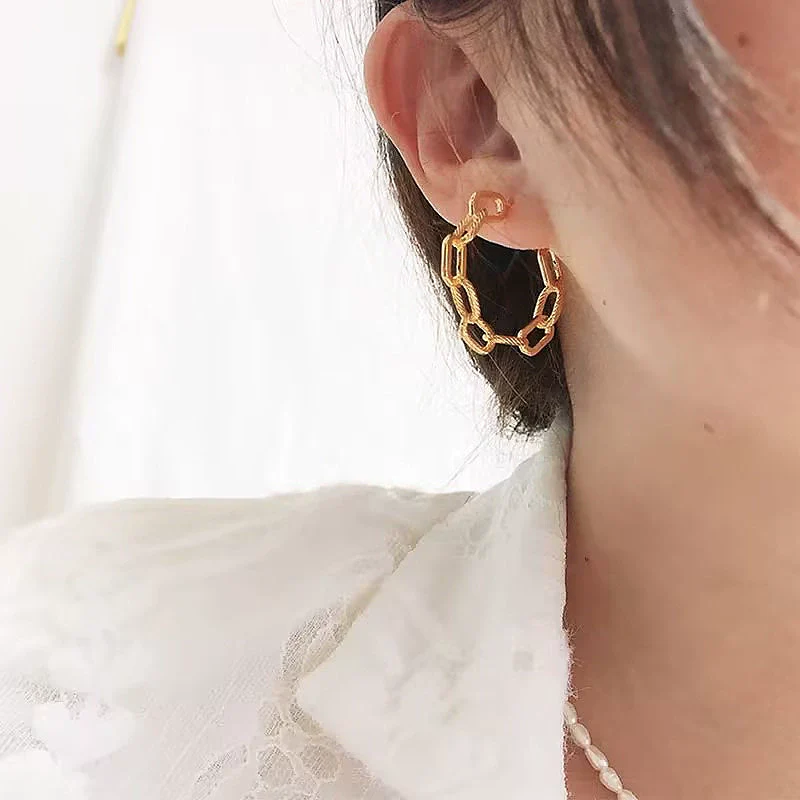 Wholesale Earrings Copper Geometric Cshaped Simple Style Electroplating Design For Women - Image 4