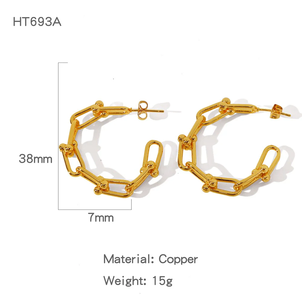 Wholesale Earrings Copper Geometric Cshaped Simple Style Electroplating Design For Women - Image 6