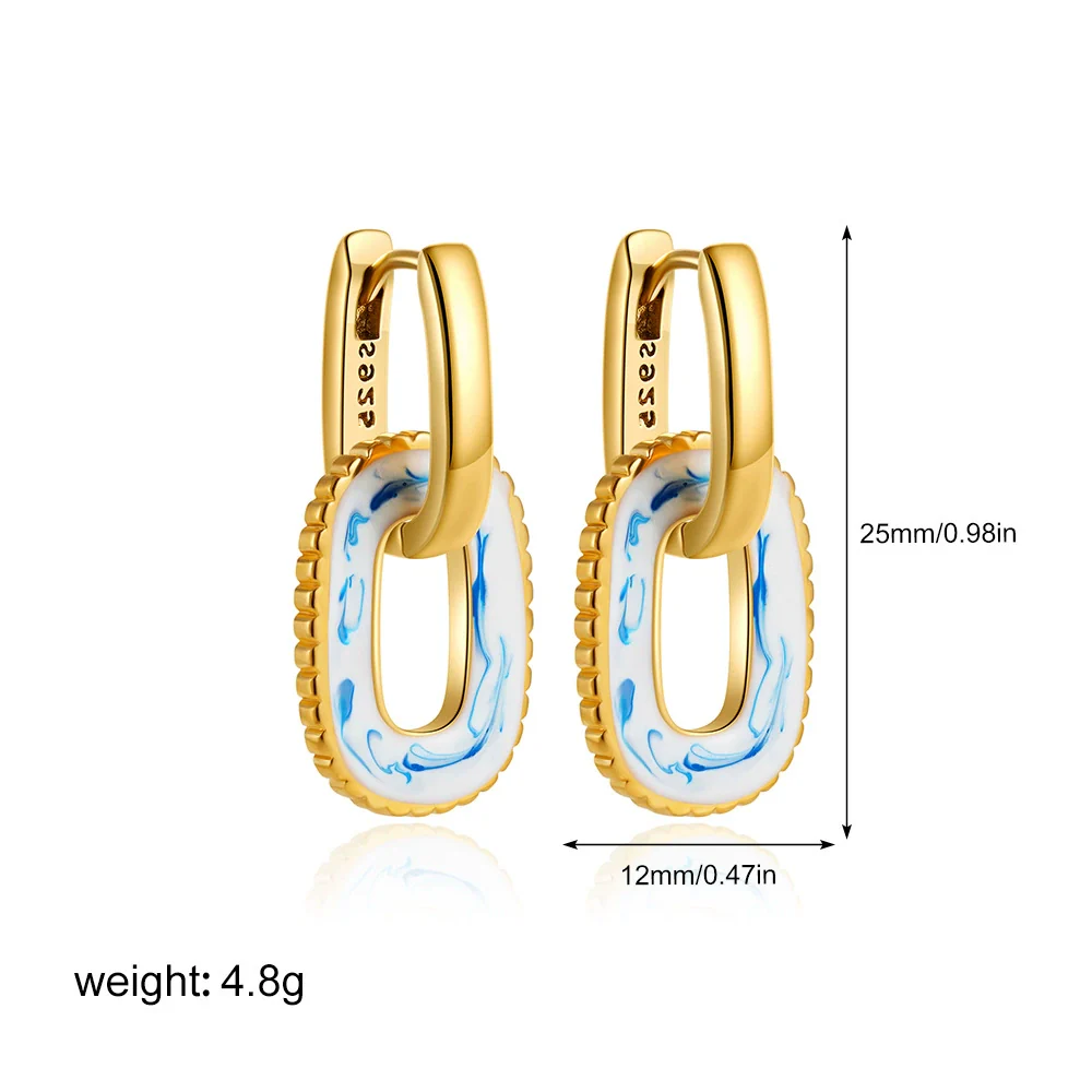 Wholesale Earrings Copper Geometric Oil Drop Enamel Style - Image 9