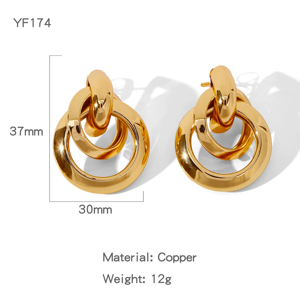 Wholesale Earrings Copper Geometric Style Electroplated For Women - Image 14