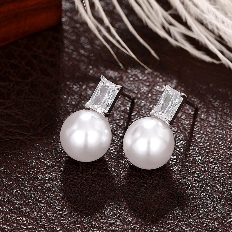 Wholesale Earrings Copper Imitation Pearl Geometric Minimalist Style - Image 2