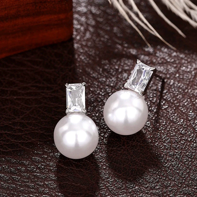 Wholesale Earrings Copper Imitation Pearl Geometric Minimalist Style - Image 3