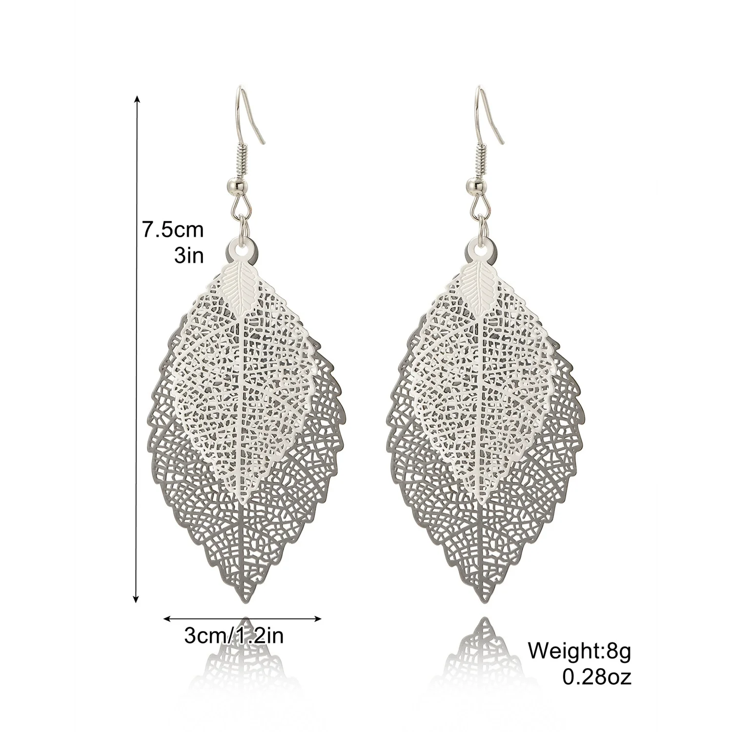 Wholesale Earrings Copper Leaf Double Layer Hollow Vintage Electroplated - Image 6